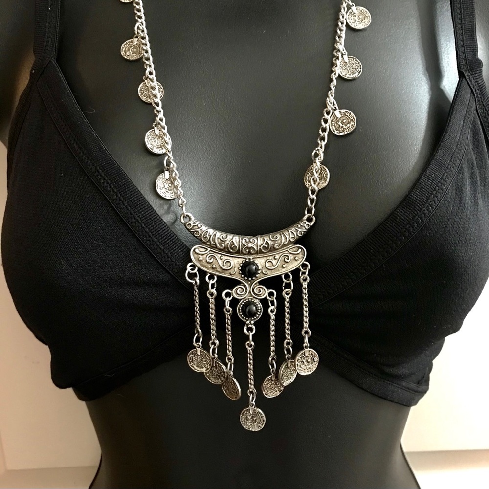 Silver boho necklace